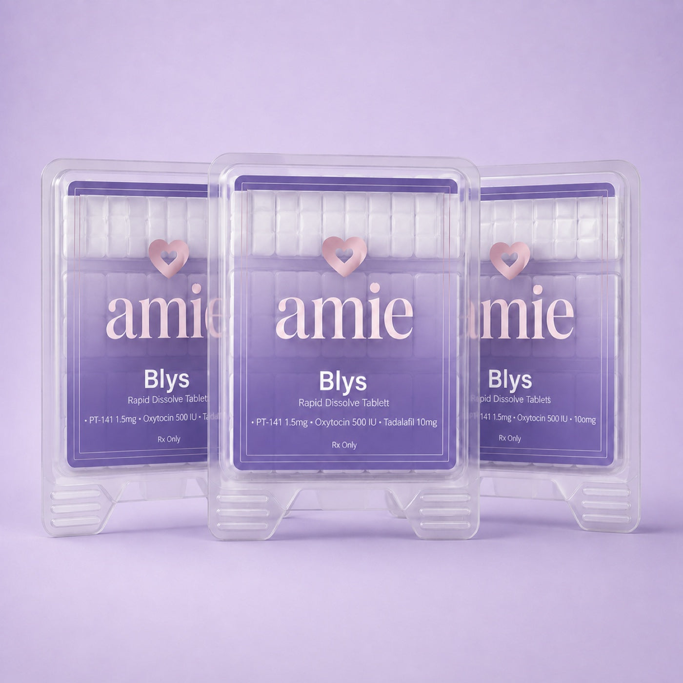 Three Blys™ rapid dissolve tablet packages