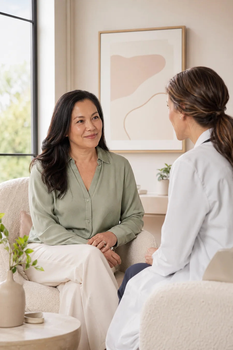 Patient speaking with clinician