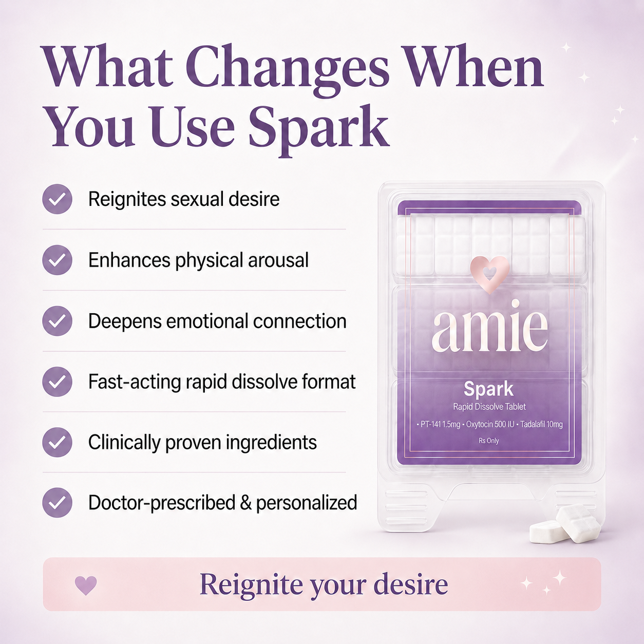 Spark benefits overview with rapid dissolve tablet package