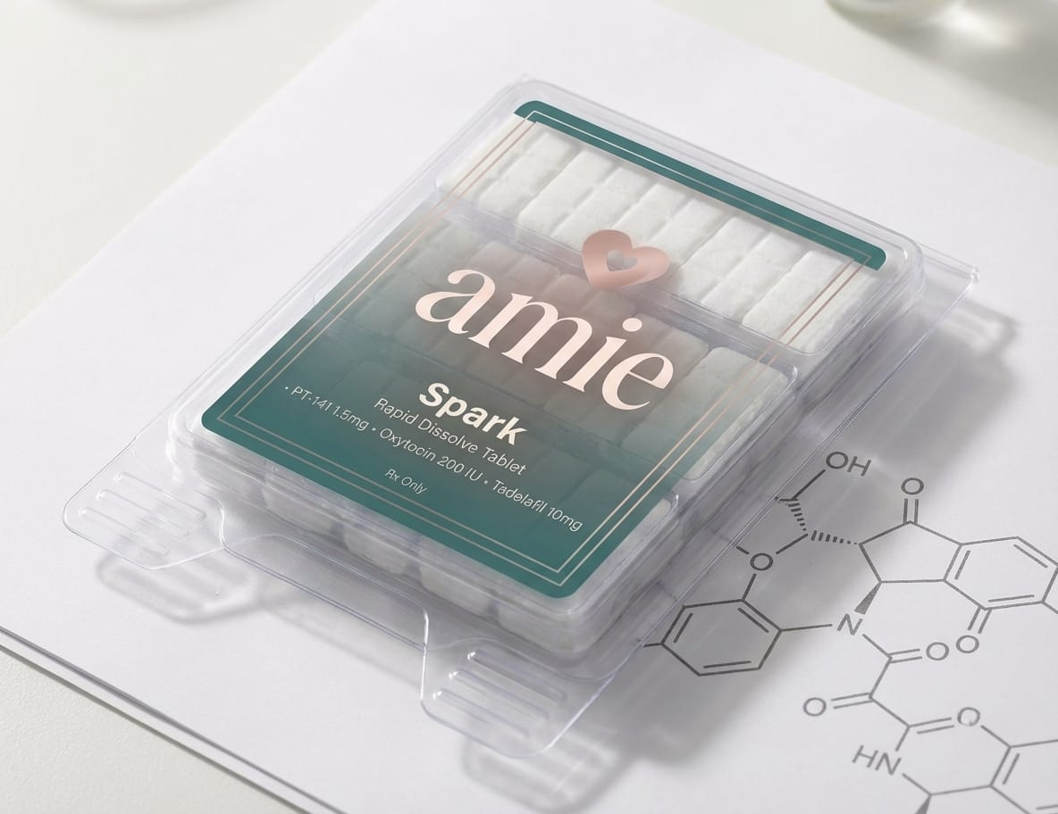 Spark rapid-dissolve tablet pack with clinical mechanism graphic